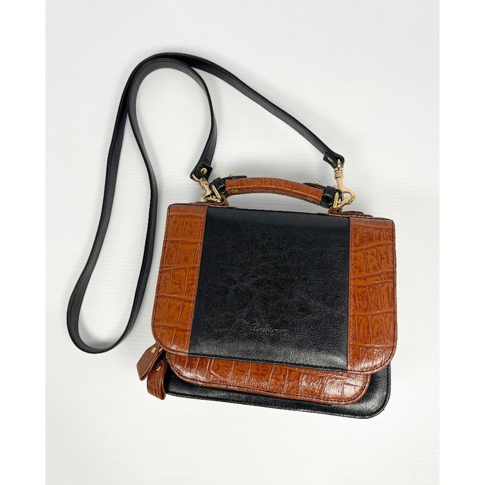 Vintage Bellrose brown and black satchel purse with handle